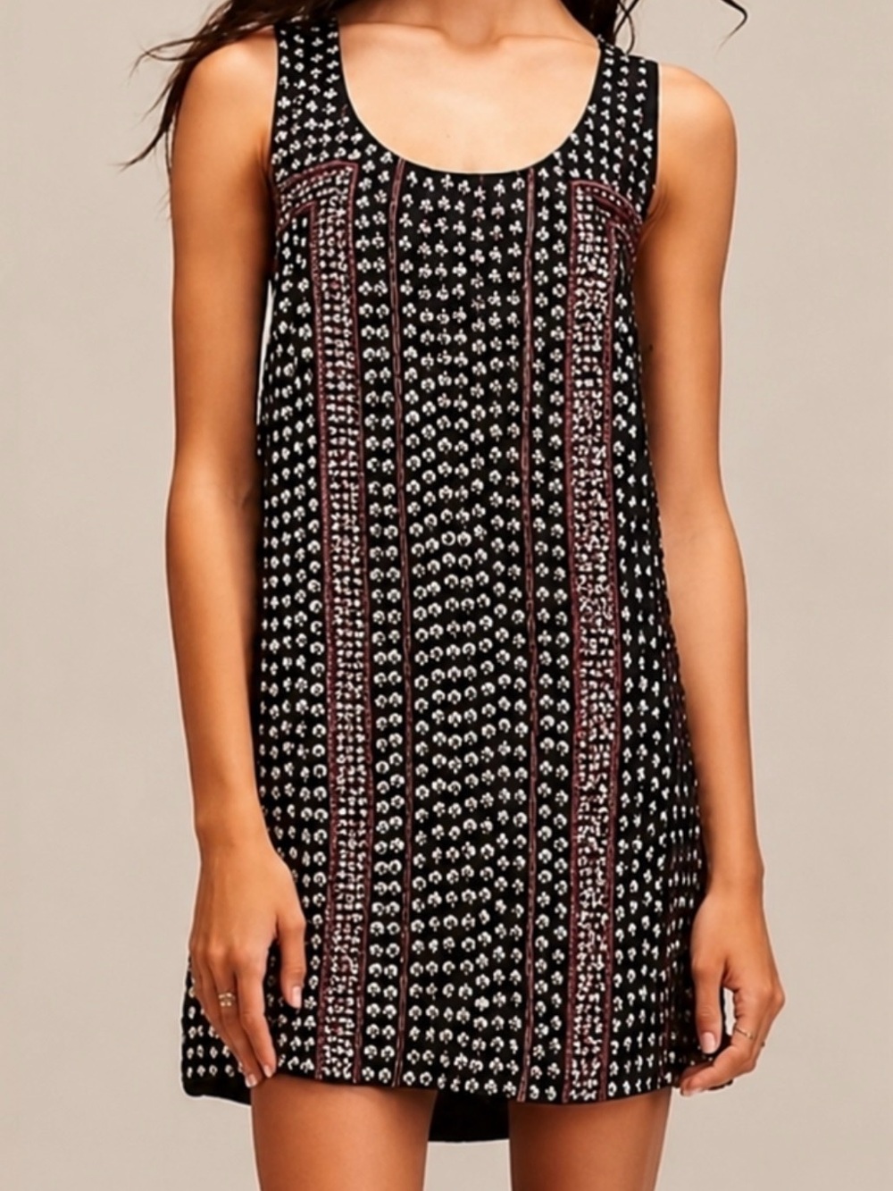 Free People Black Studded Dress with Burgundy Accents